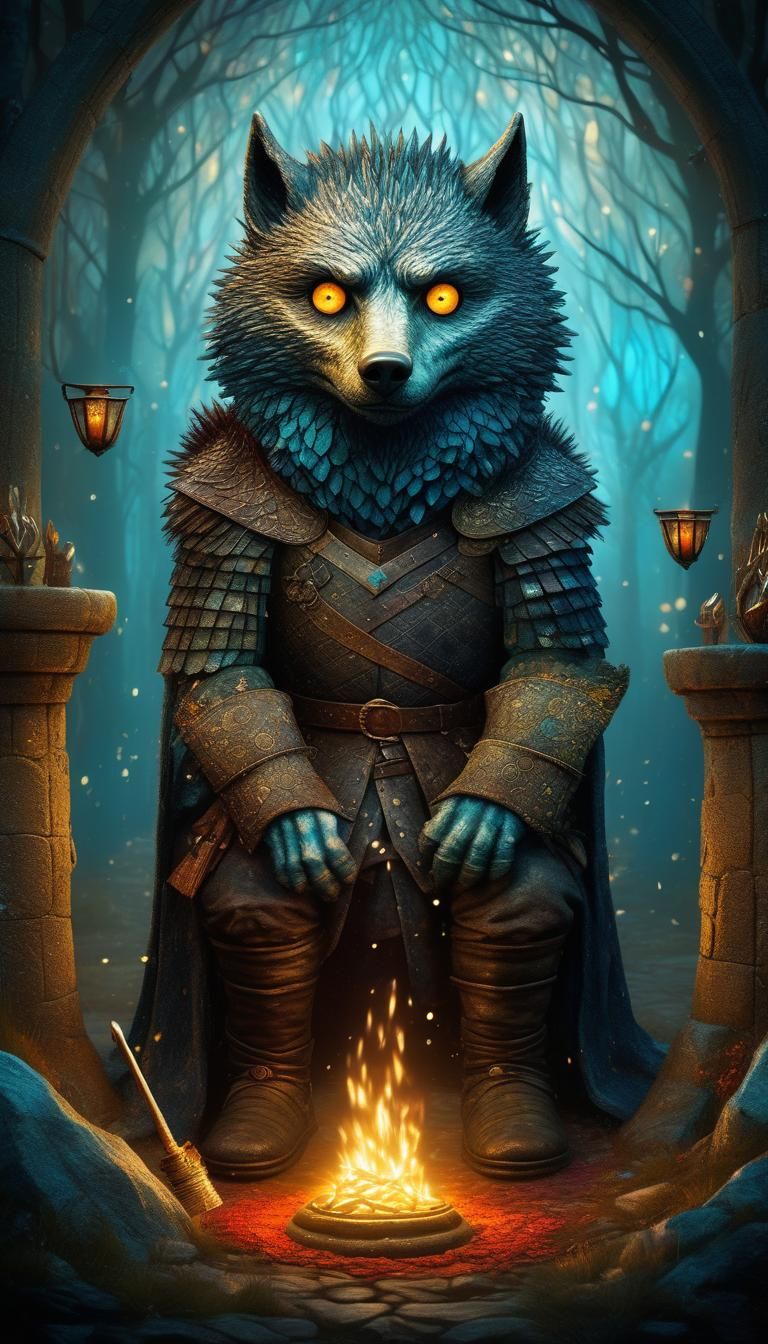 Whimsical Furry Character in Enchanted Scene