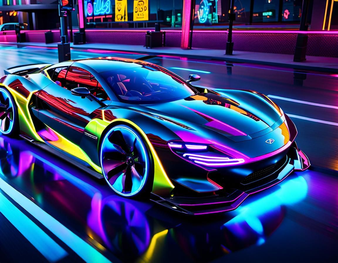 Futuristic Black Sport Car with Glass Roof