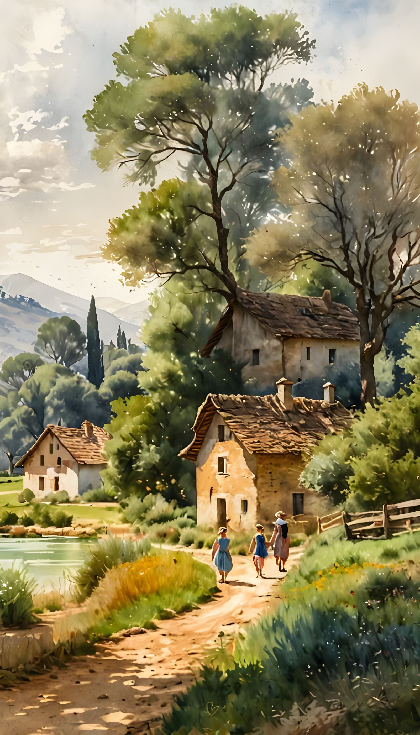 Children return from school in Saint-Antonin-Noble-Val in Vichy France 1942.