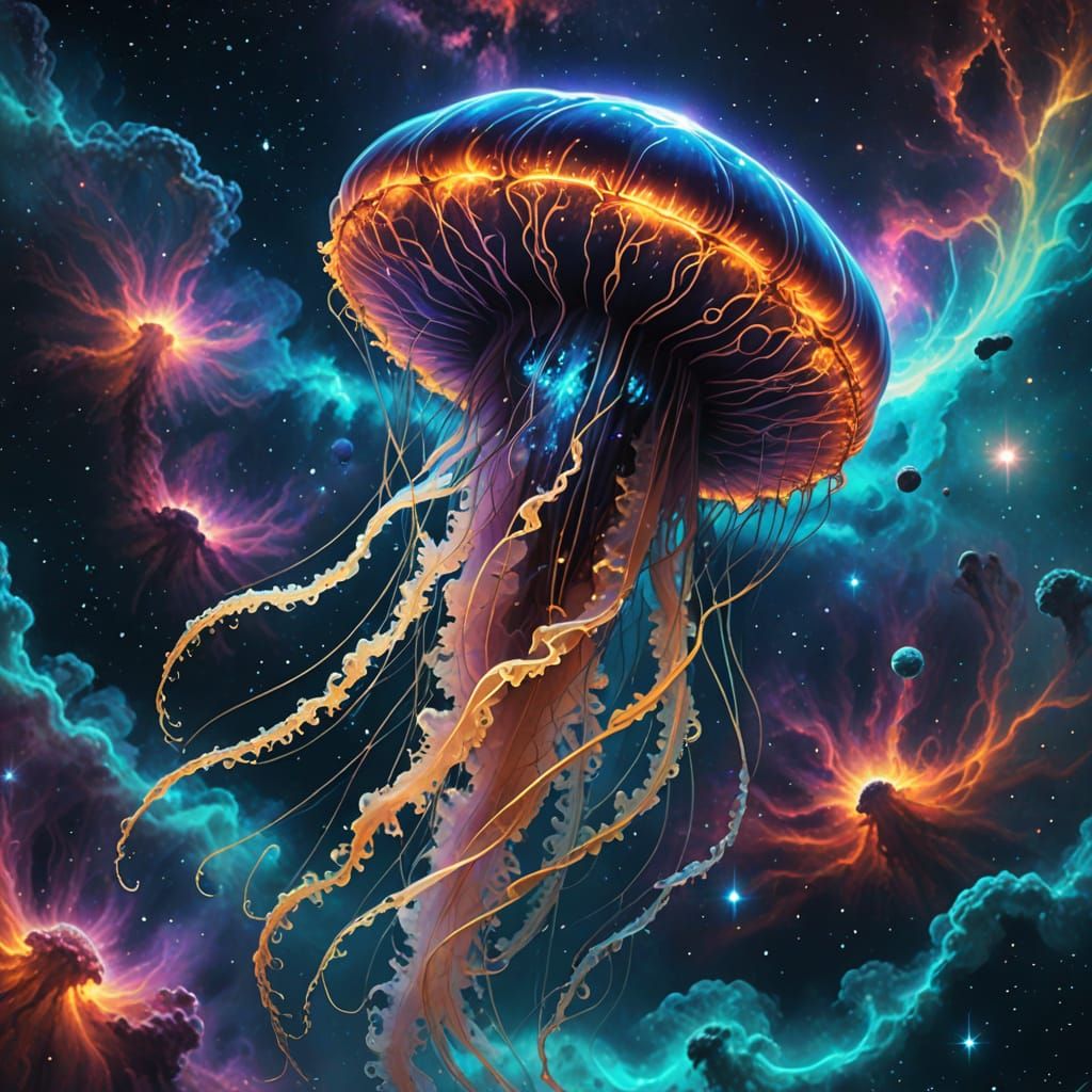 Cosmic Jellyfish Nebula Digital Painting