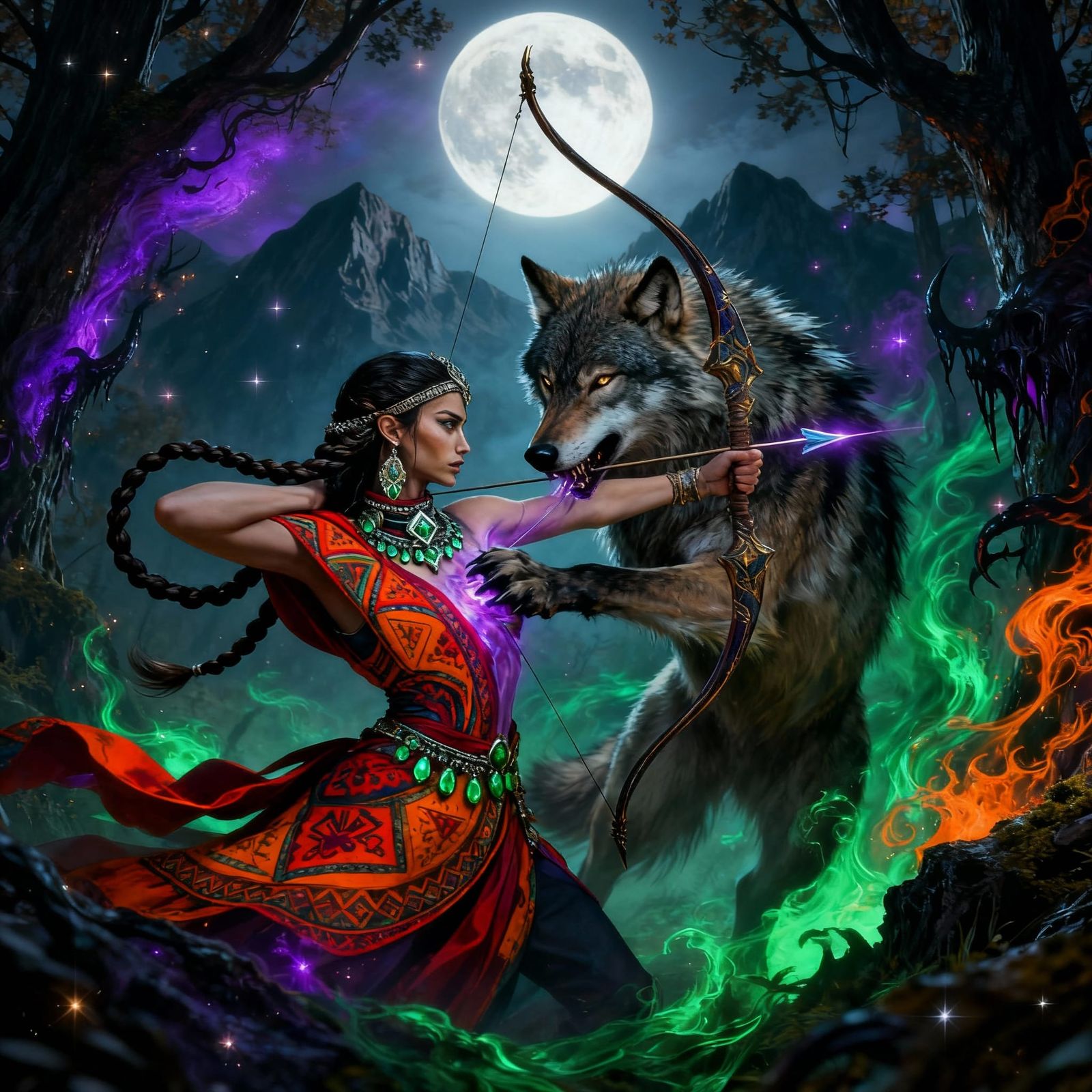 Woman Transforms Into Wolf Spirit Under Full Moon