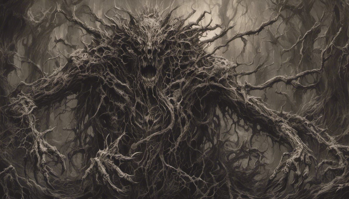 Fantastical Nightmare Creature in a Surreal Setting