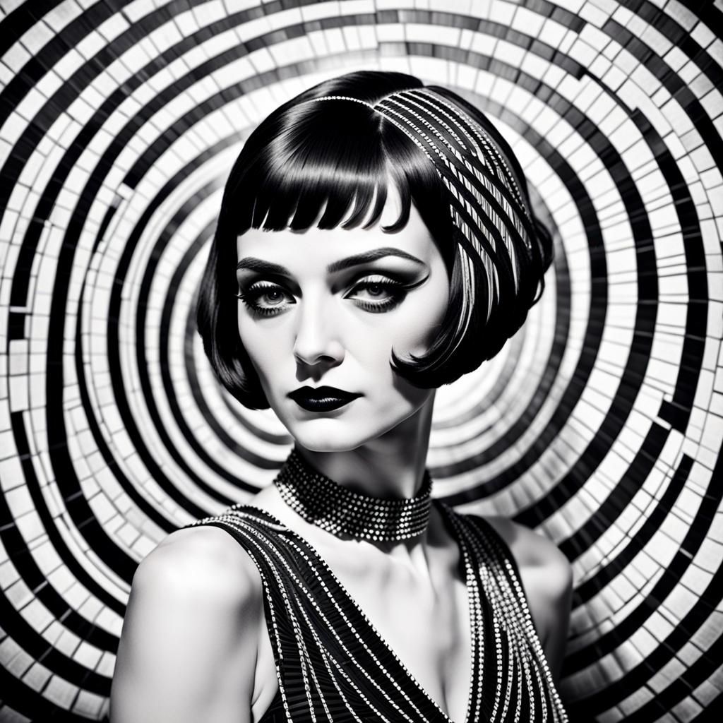 Hypnotic Flapper Portrait in Surreal Art Style