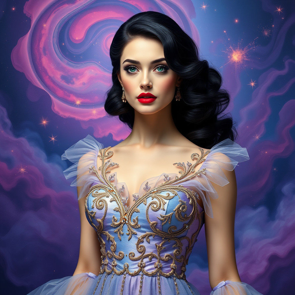 Futuristic 1950s Gown in Matte Painting Style