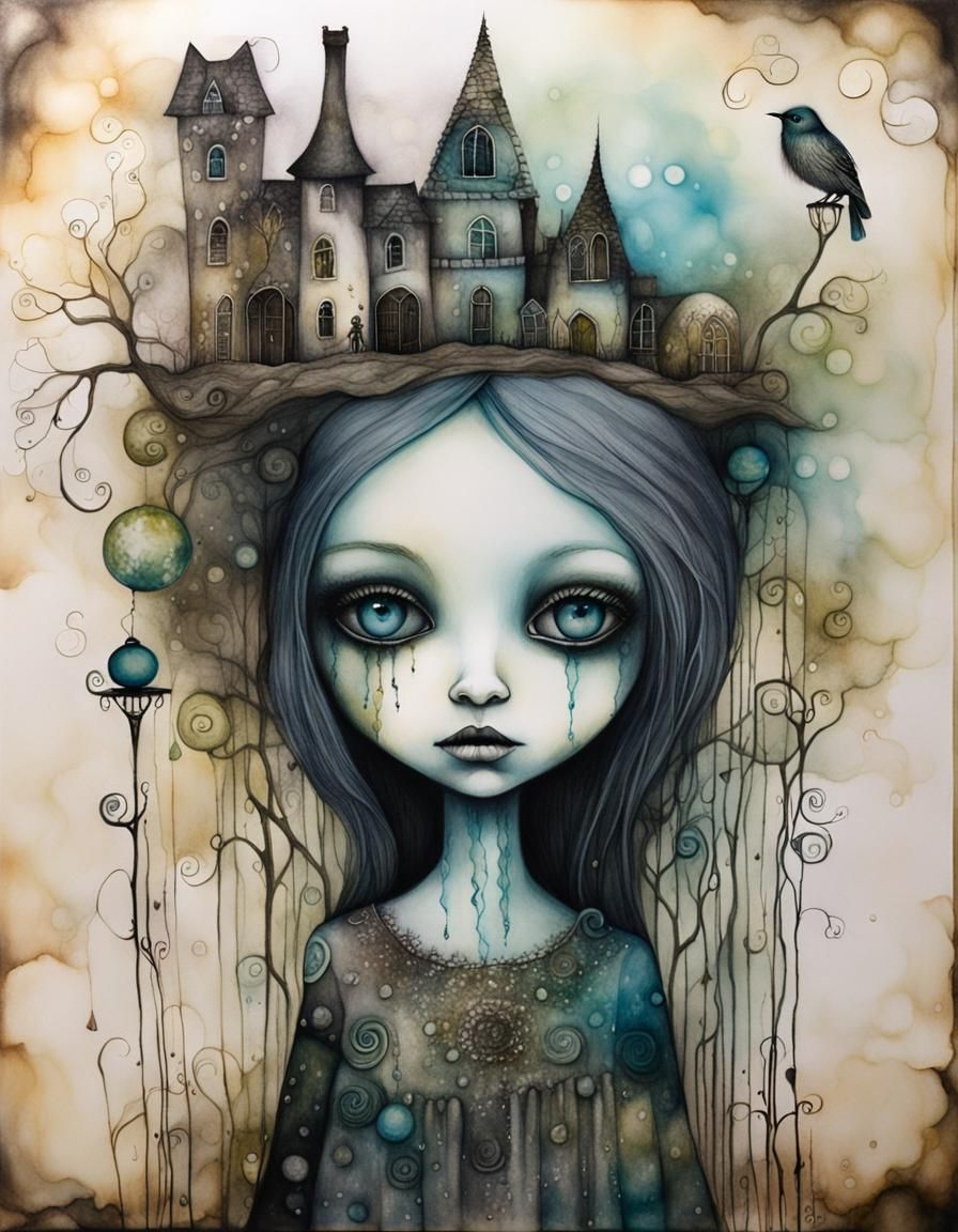 Surreal Exploration of Inner Emptiness in Alcohol Ink