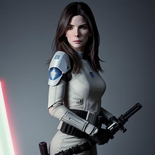 Sandra Bullock with a Lightsaber
