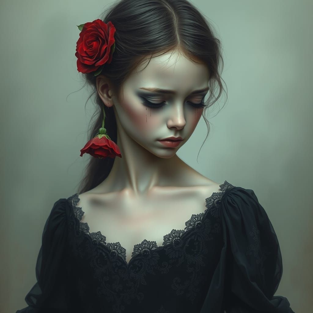 Gothic Maiden in Melancholic Elegance