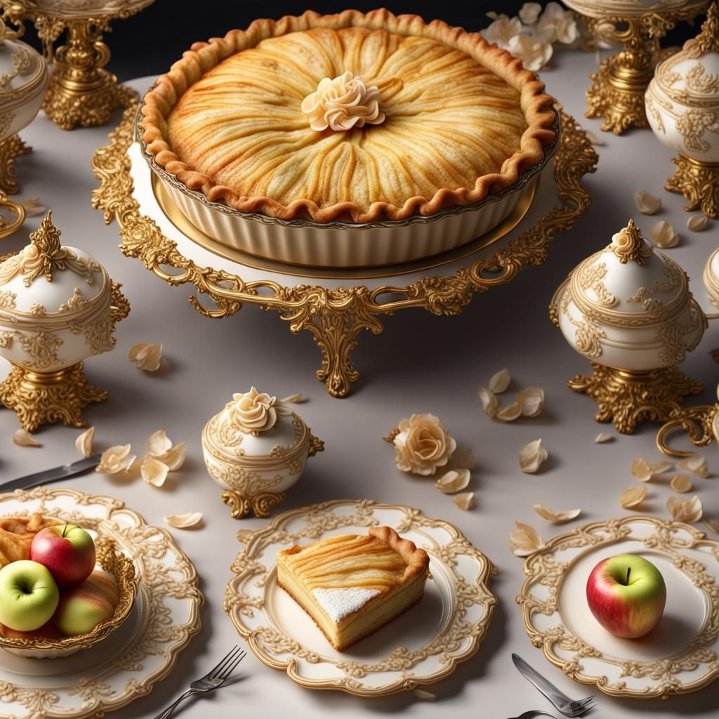 Opulent Apple Pie in Baroque Parisian Patisserie