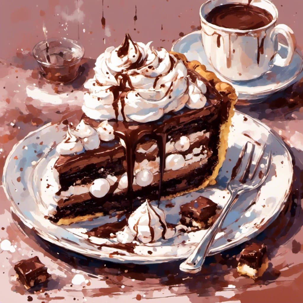 Hot Chocolate, marshmallows, heresy kisses pie with whipped ...