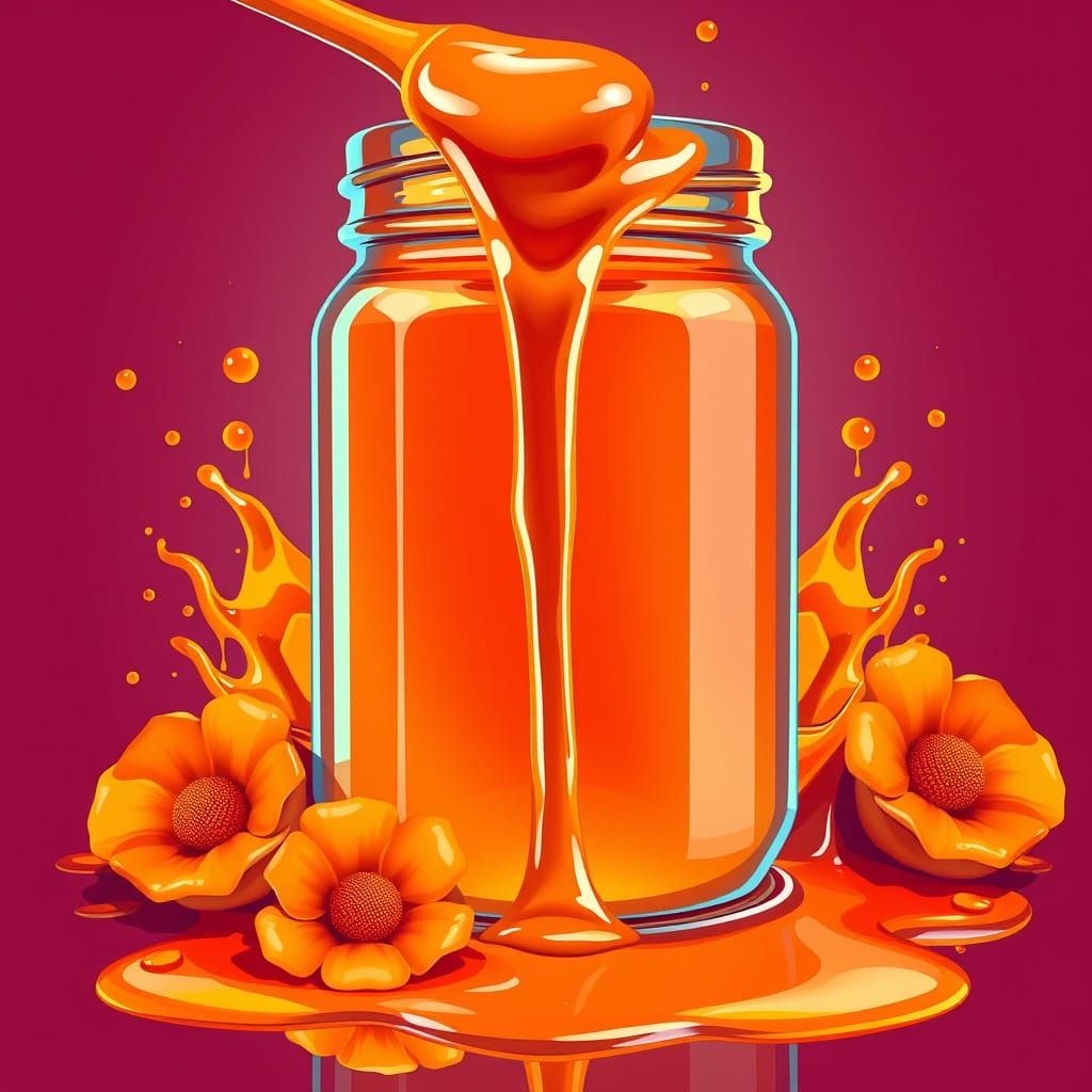 Surreal Honey Jar in Vibrant Pop Art Style