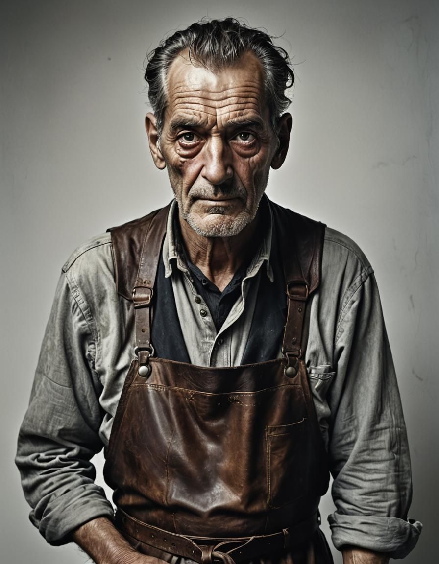 Photorealistic Portrait of a Cobbler in Studio Lighting