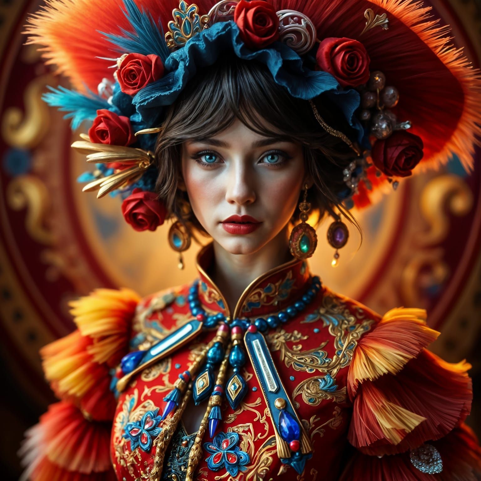 Hyperrealistic Female Rockstar in Vibrant Splash Art