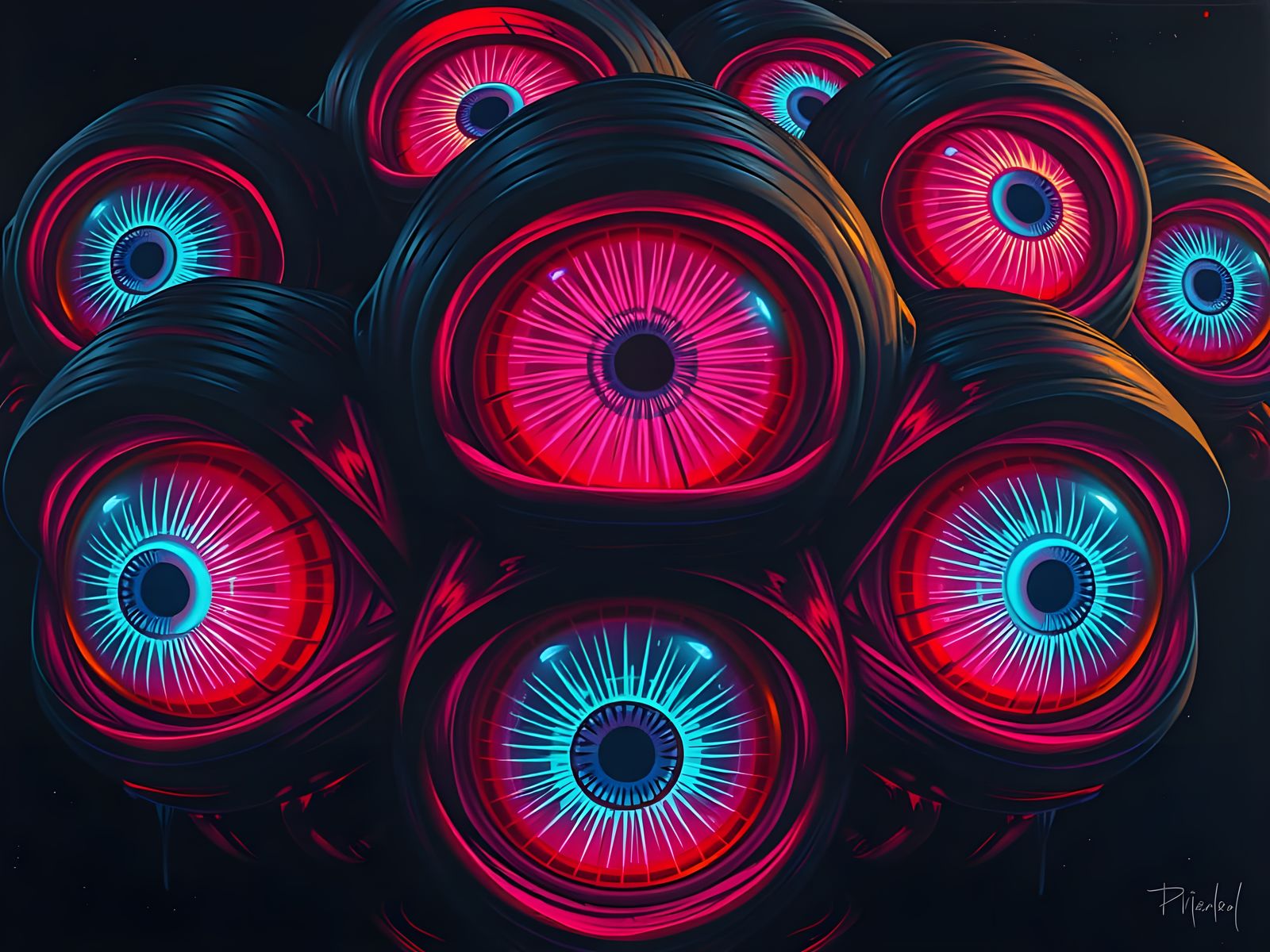 Scary Monster Eyes in Hyperrealistic Digital Art