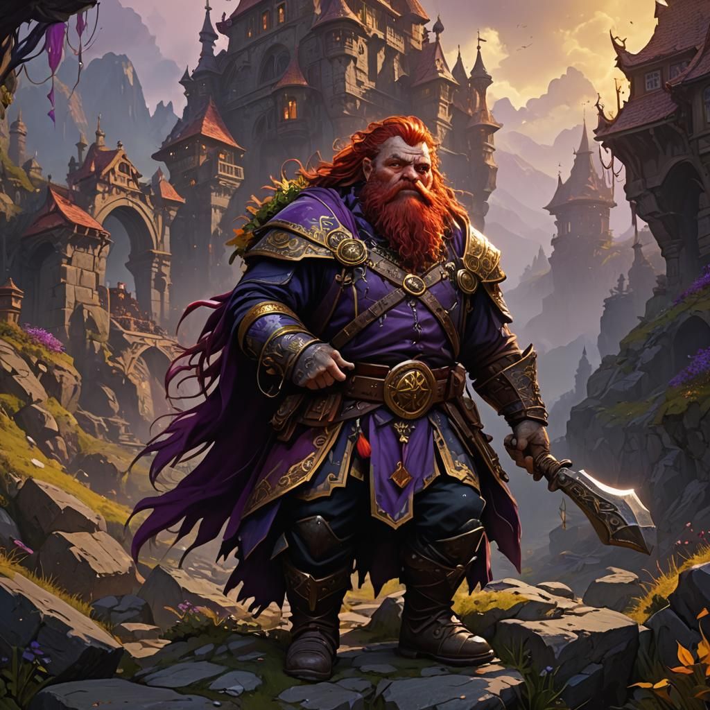 Dwarf Bard on Hill, Dark Fantasy Art