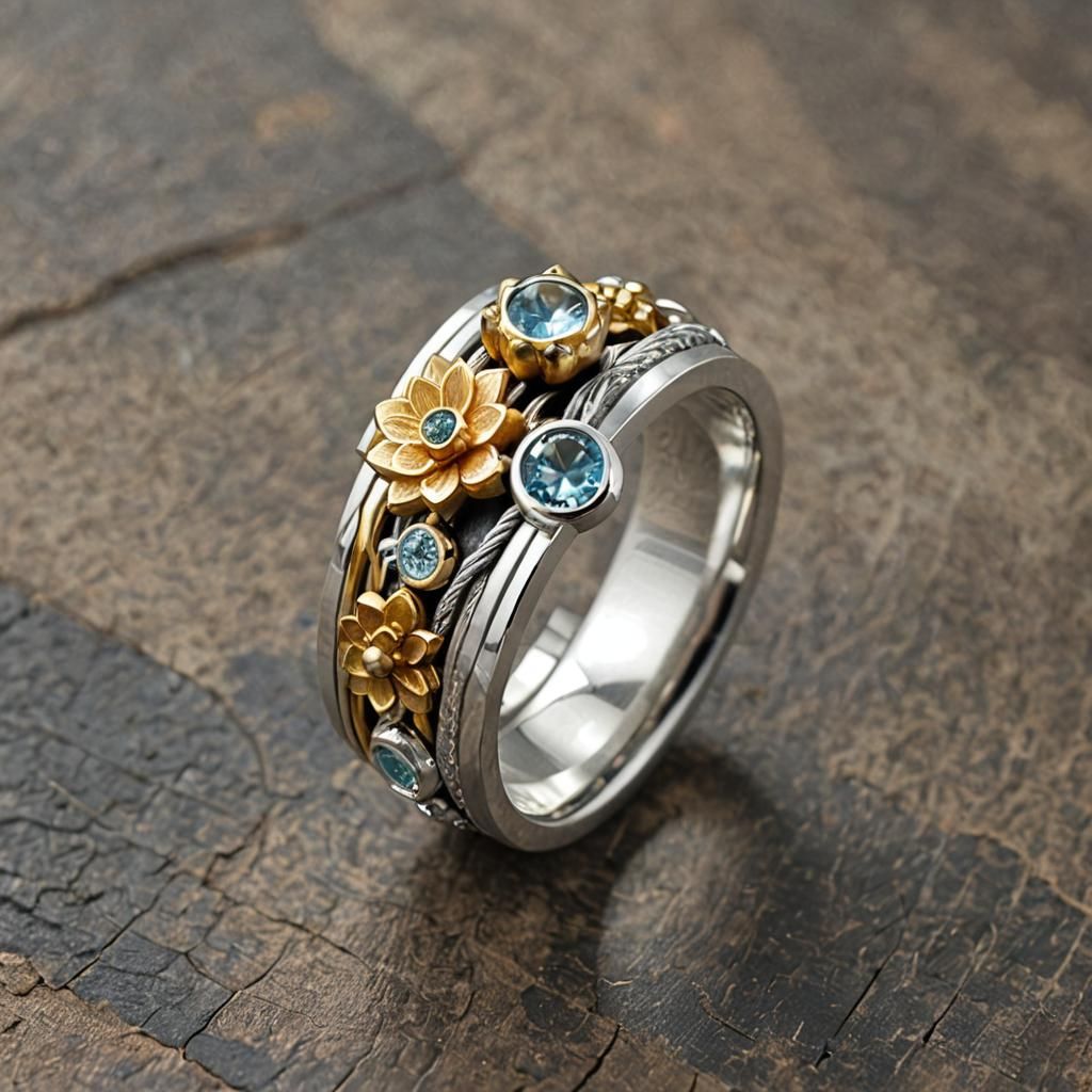 Buddhist Lotus Wedding Ring with Christian Symbolism