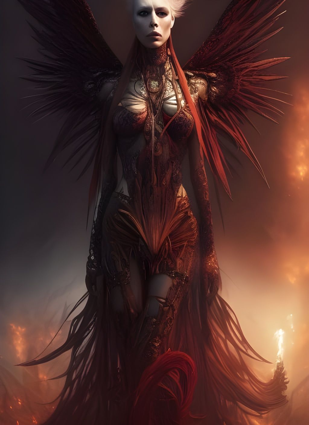 Avenging Angel with Burning Wings: Digital Illustration