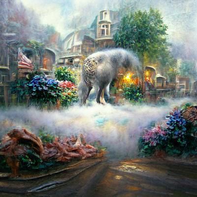 Ethereal Animal in Misty, Hyperdetailed Fantasy