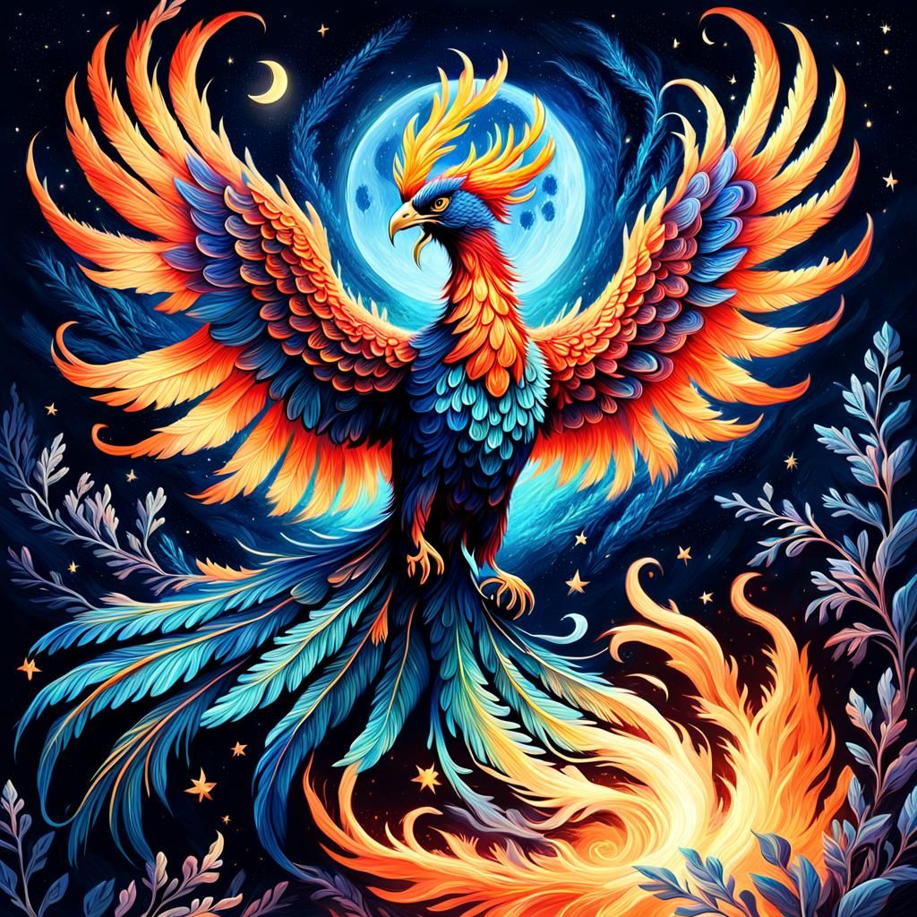 Ultra detailed illustration of a phoenix in fire, hd, 32k, w...