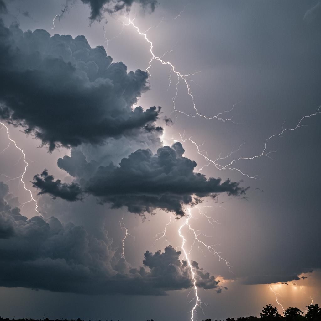 Dramatic Stormy Sky with Lightning