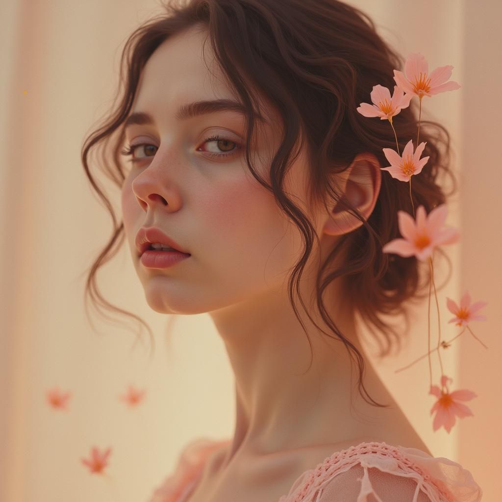 Dreamy Portrait of a Young Woman in Pastel