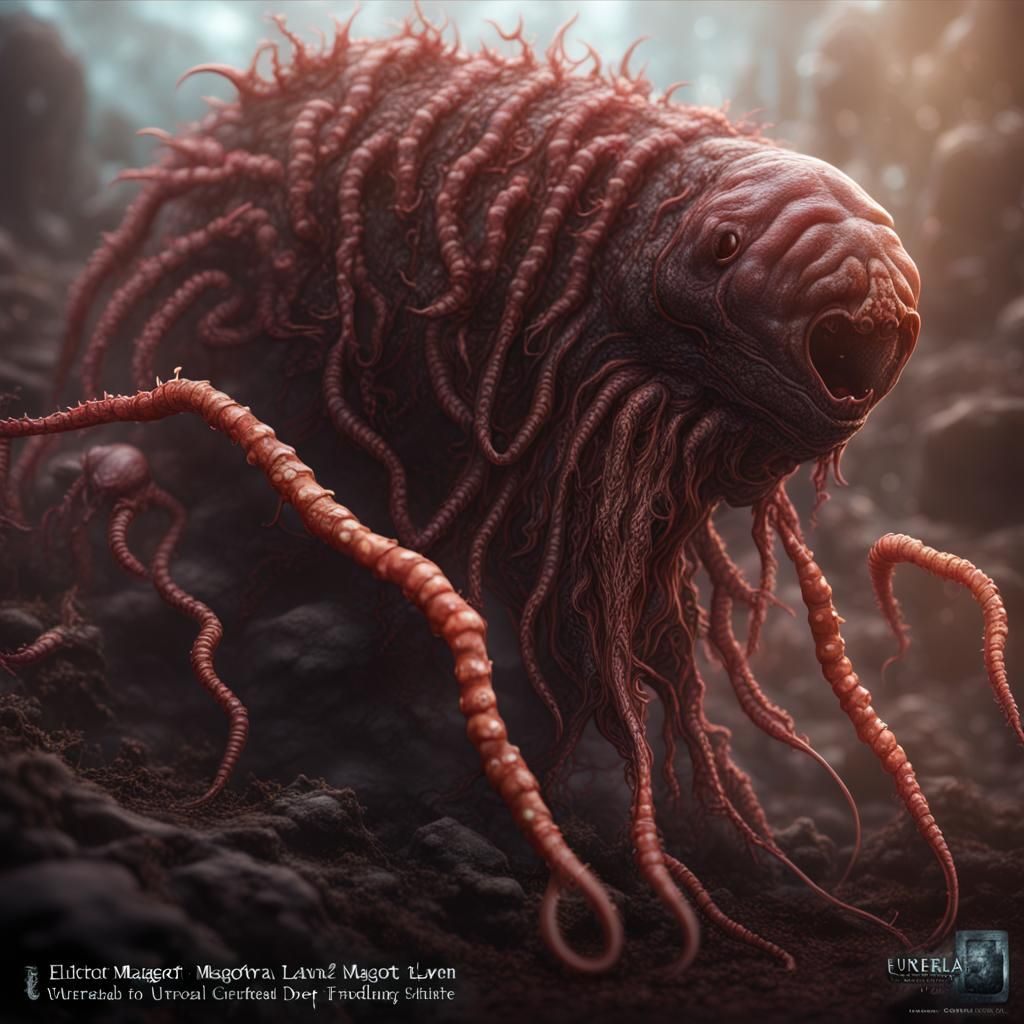 Eldritch Alien Larva Maggot: Detailed Matte Painting