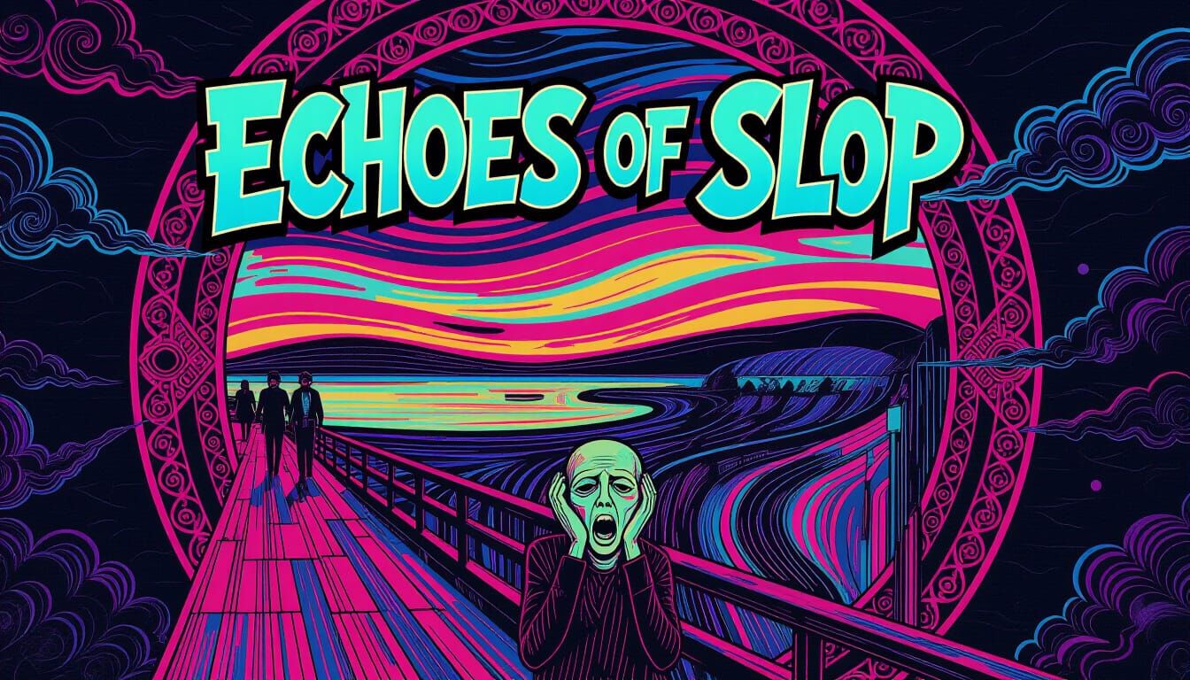 Surreal Neon Scream with Art Deco Elements