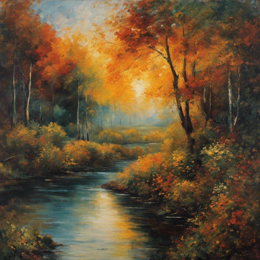 Expressionist Landscape with Fractal Colors on Canvas