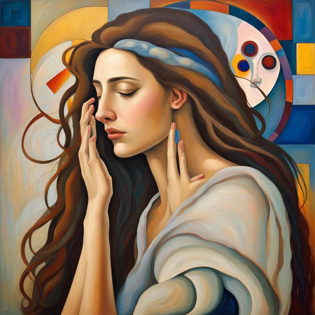 Renaissance Goddess with Abstract Backdrop