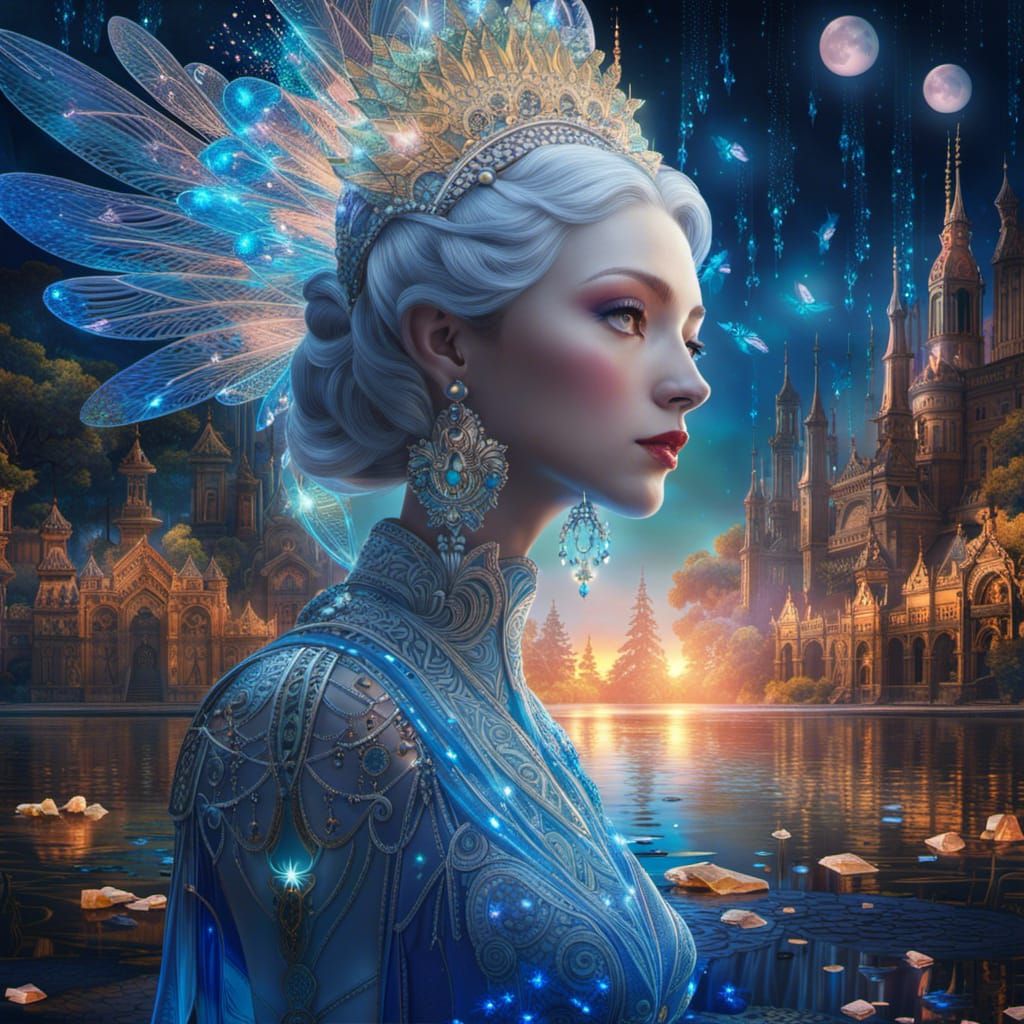 Crystal Lady of the Lake: Ethereal Hypermaximalist Illustrat...