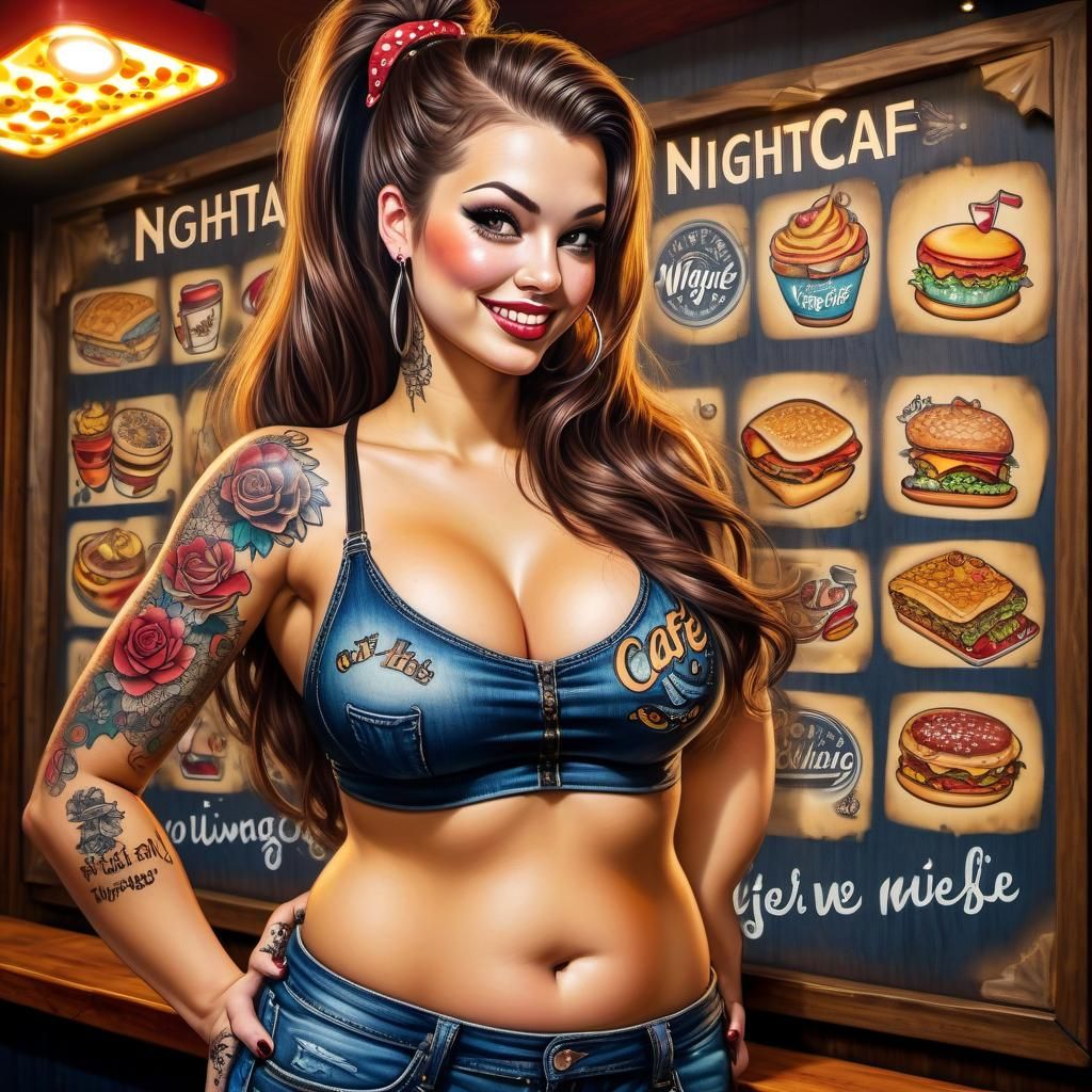 Beautiful Plus-Size Woman in Polka Dot Bikini