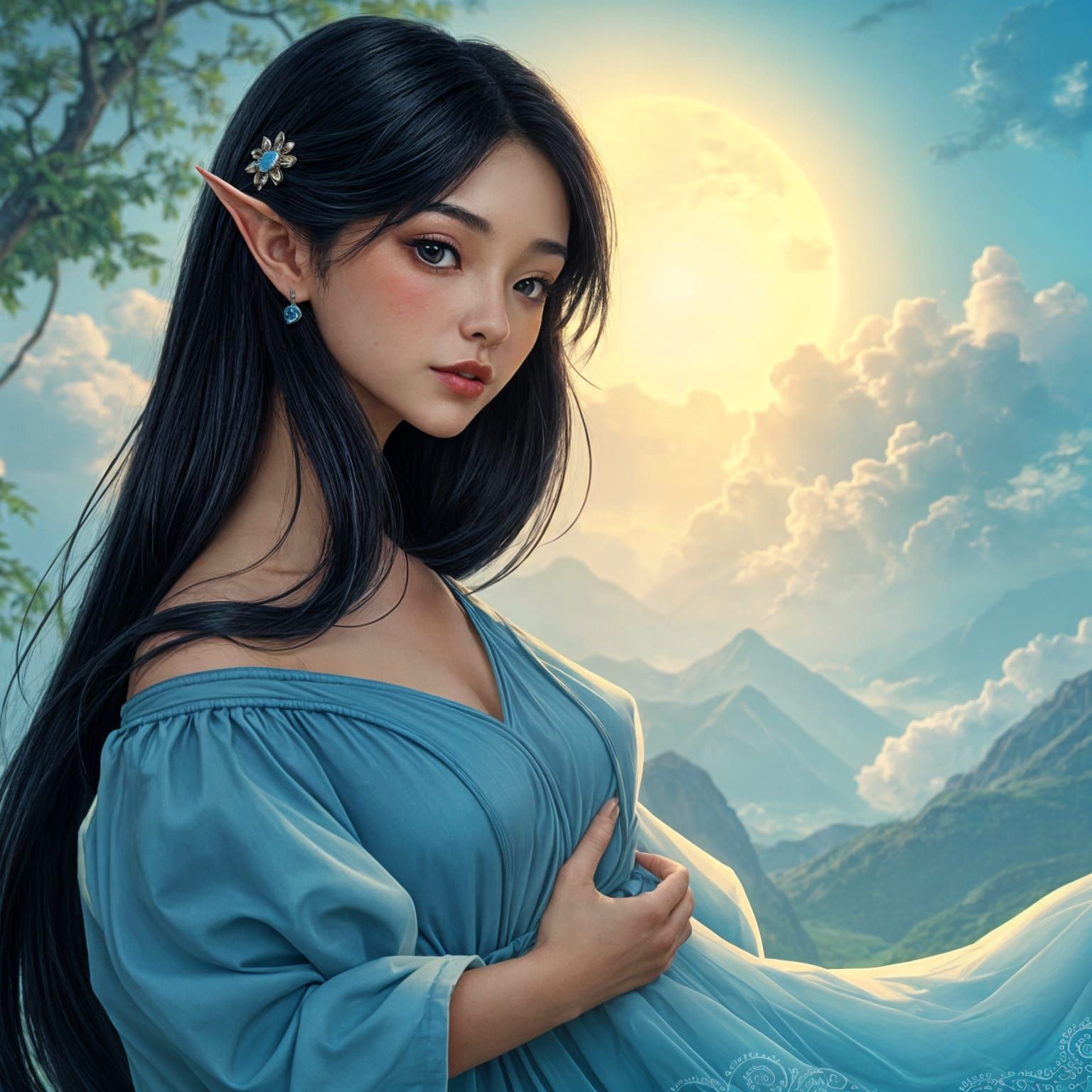 Beautiful young elven woman