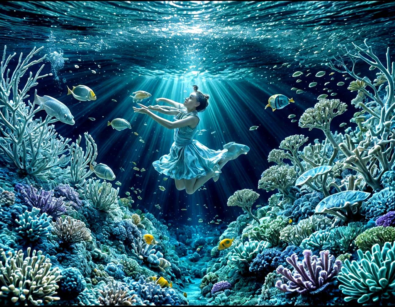 Vibrant Underwater World in Watercolor Mosaic
