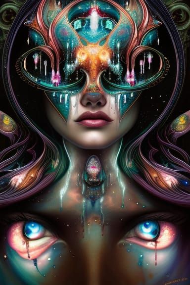 Cosmic Queen with Chrome Eyes: Sci-Fi Concept Art