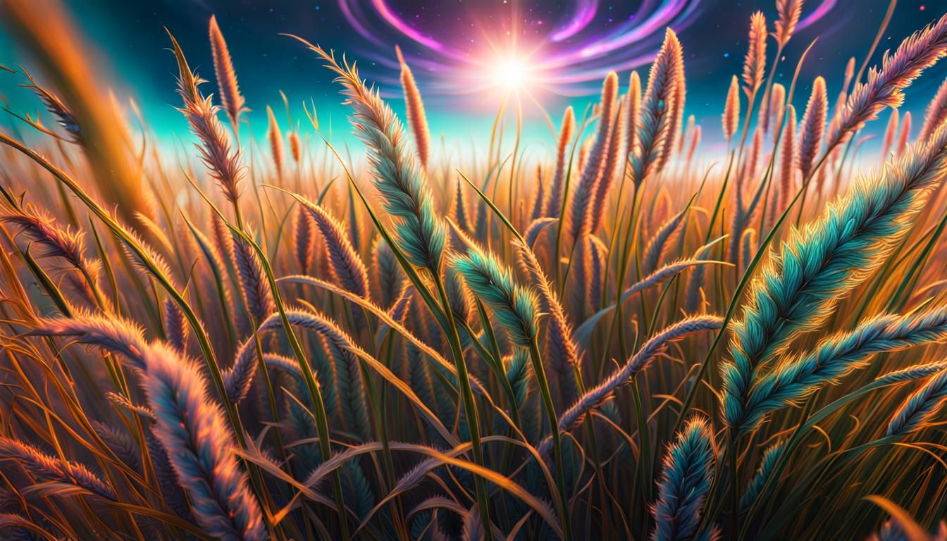 Hallucinogenic Prairie Grass in Mixed Media
