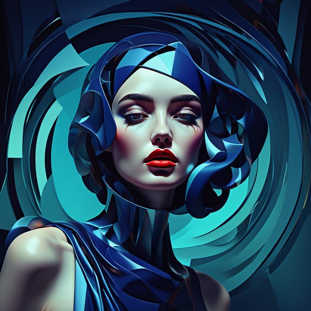 Ethereal Raindrop Patterns in Modern Cubist Style