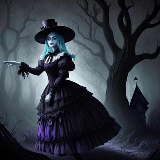 Gothic Alice in Wonderland Dark Fantasy Illustration