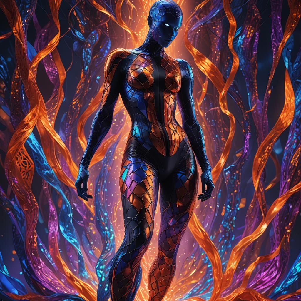 Vibrant Concept Art: Figure in Flashy Colors