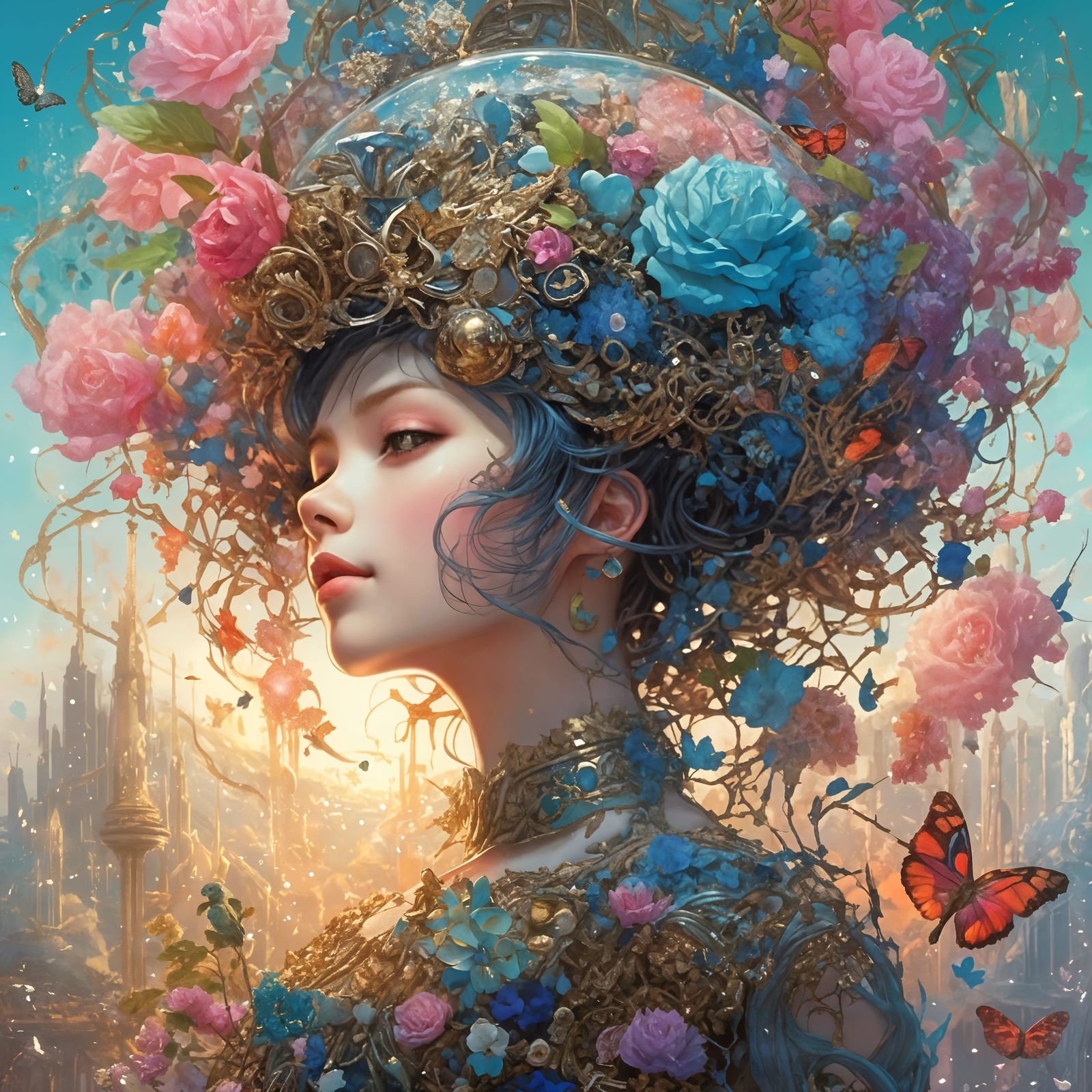 Surreal Floral Biopunk Steampunk Dreamscape