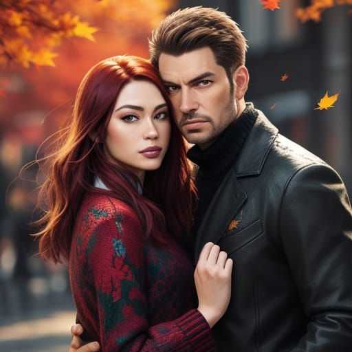 Hyperrealistic Autumn Date Night in Splash Art Style