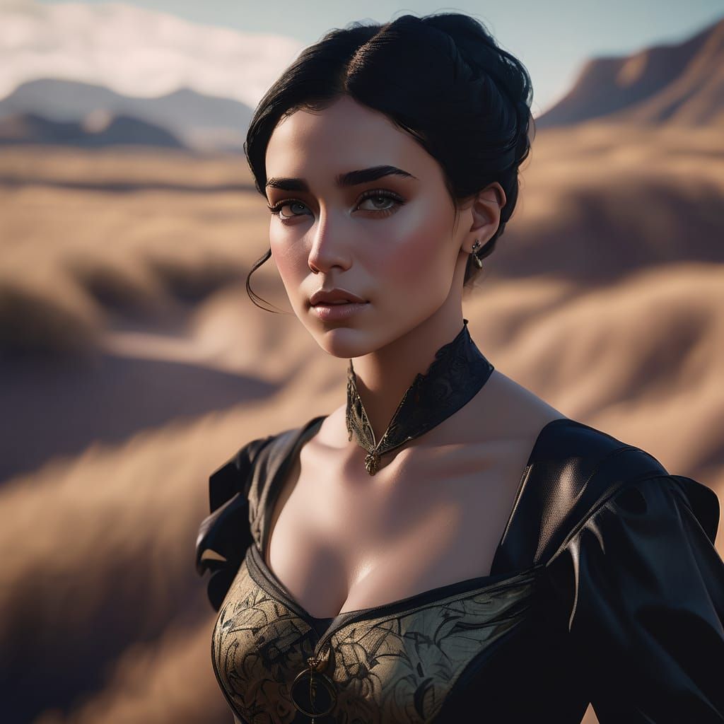 Ethereal Victorian Goddess Lost in Thought