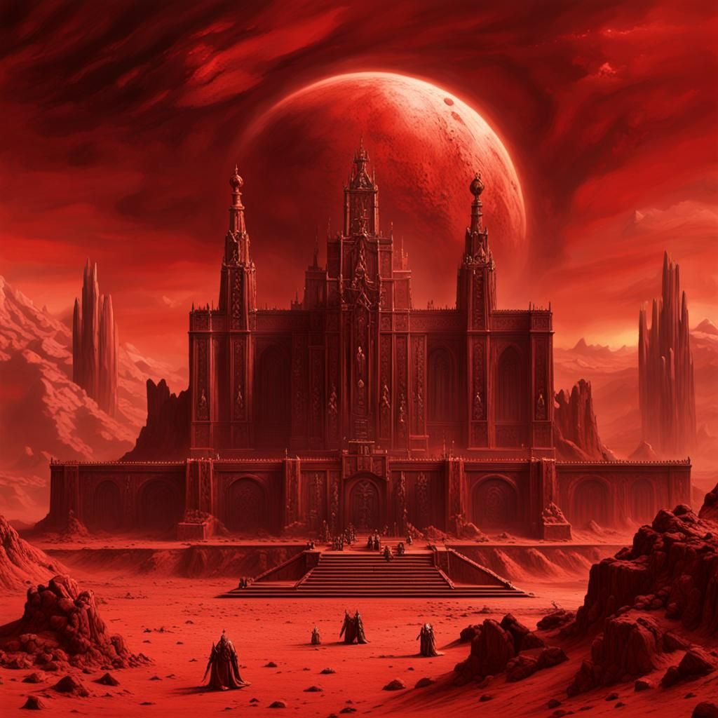 Khorne's Altar on Mars in Hyperrealistic Style