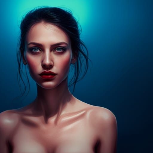 Hyperrealistic Goth Girl Portrait with Smudged Lipstick