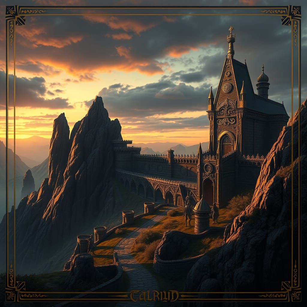 Dawn Vista of Shadomir Hold in Digital Art Style