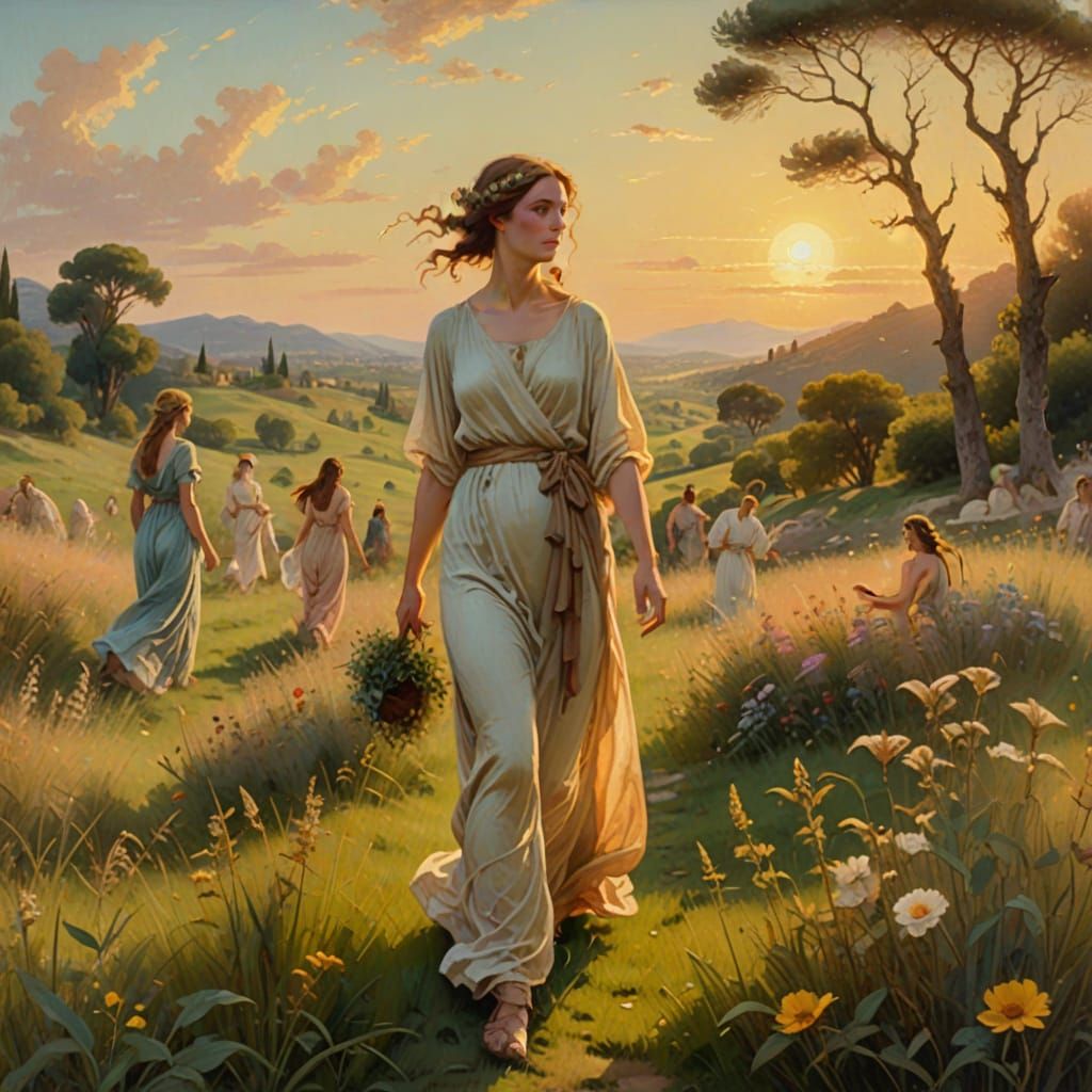 Elysian Fields: Women Converse in Classical Oil Painting