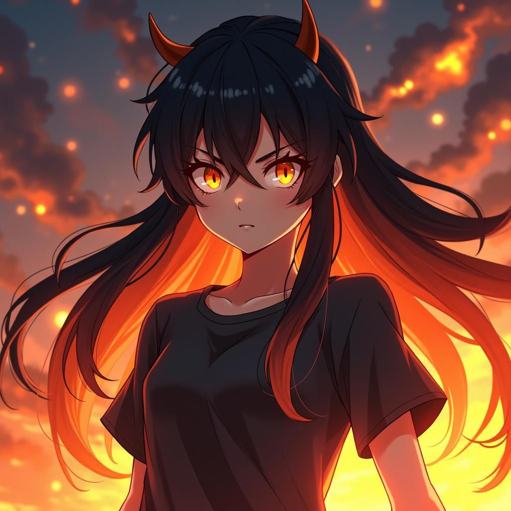 Anime Teen Girl with Cosmic Aura in Studio Trigger Style