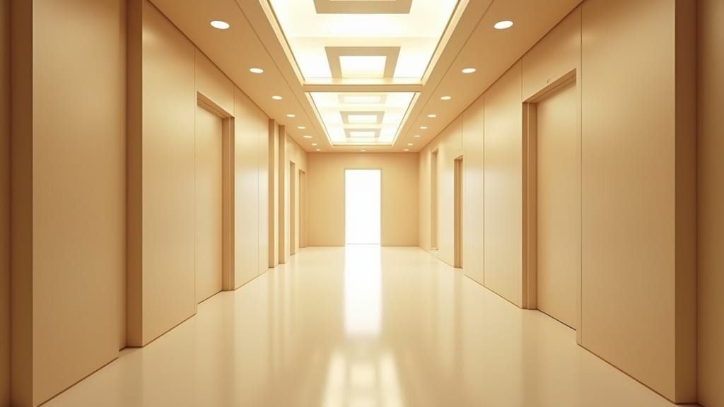 Futuristic Recording Studio Corridor in a Cyberpunk Aestheti...