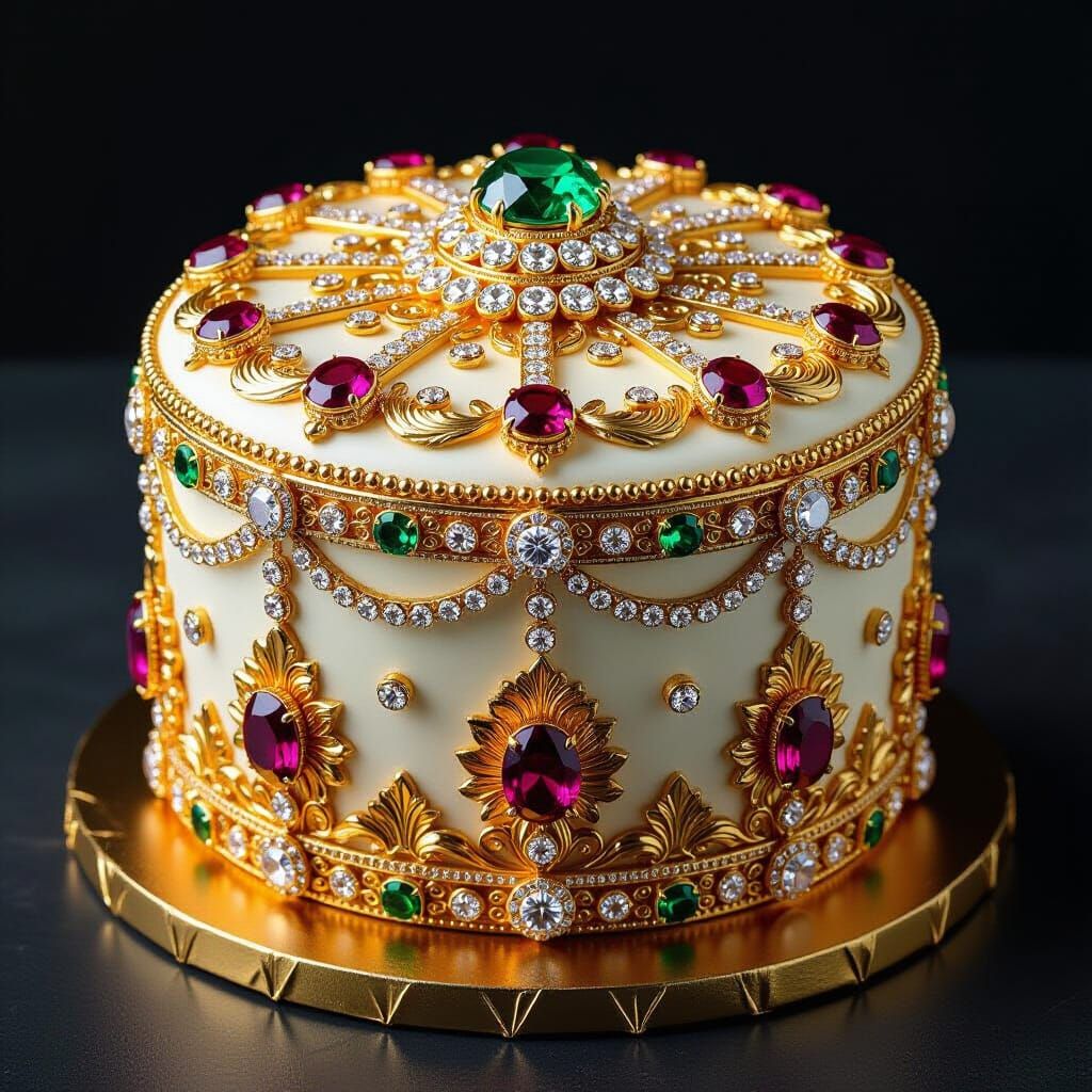 Luxurious Gem-Encrusted Cake in Faberge Style