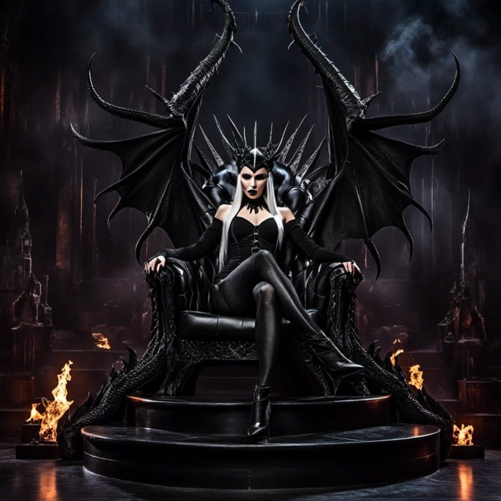 Dark Sorceress on Dragon Throne in Dark Citadel