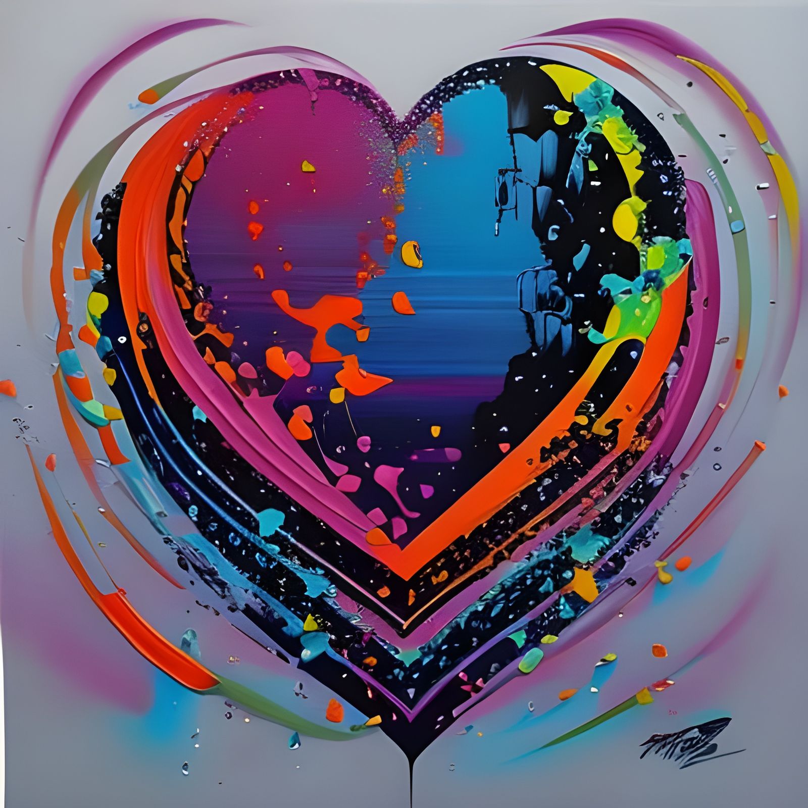 Abstract Graffiti Art: Love in Thought