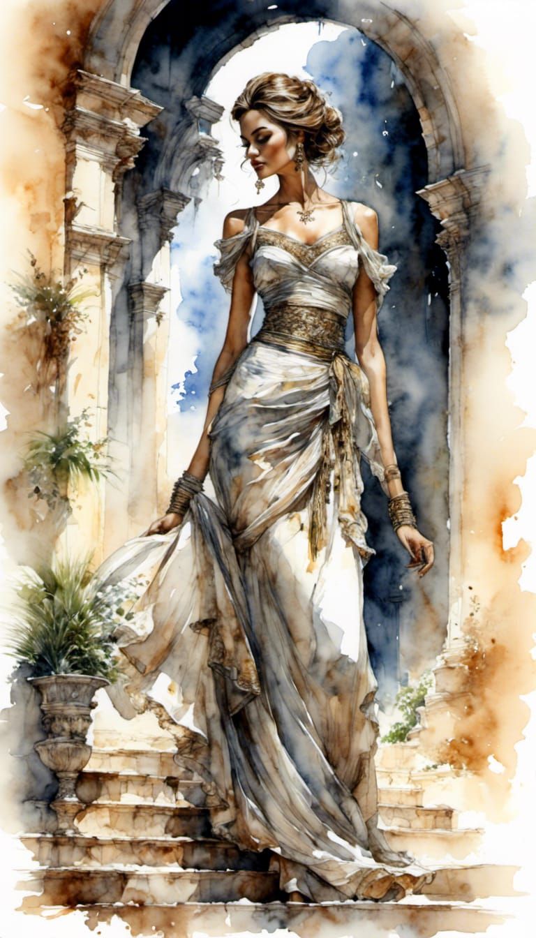 Alabaster Woman in Atmospheric Lighting